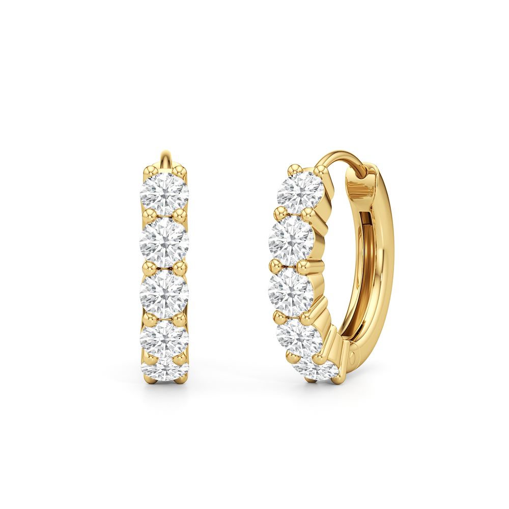 Bask Huggie Hoops with 14KT Yellow Gold / Lab / 5/8 Cut Diamond in 14KT Yellow Gold / Lab / 5/8 view 1
