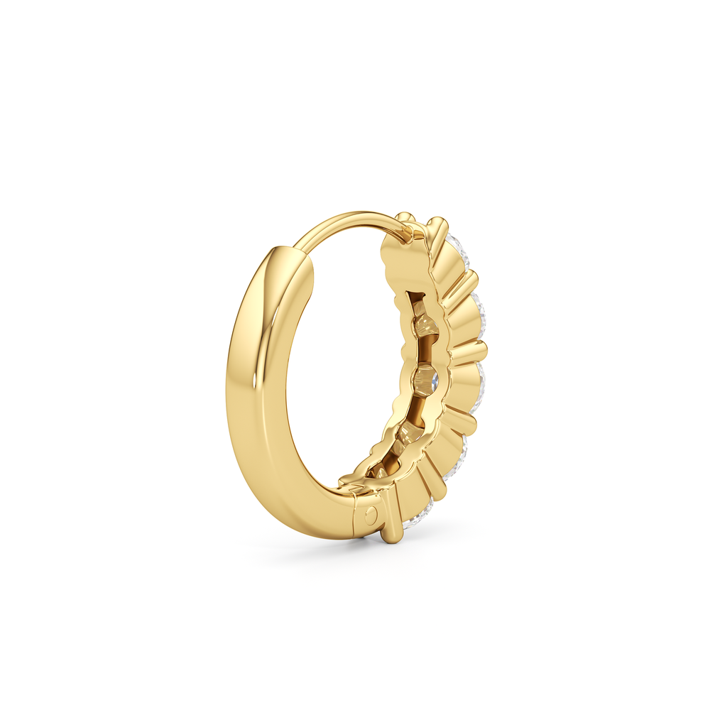 Bask Huggie Hoops with 14KT Yellow Gold / Lab / 5/8 Cut Diamond in 14KT Yellow Gold / Lab / 5/8 view 6
