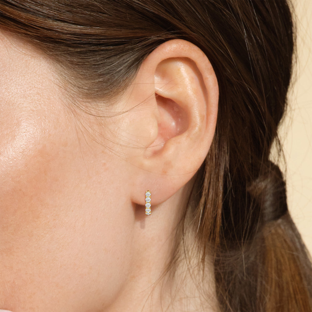 Bask Huggie Hoops with 14KT Yellow Gold / Lab / 5/8 Cut Diamond in 14KT Yellow Gold / Lab / 5/8 view 3
