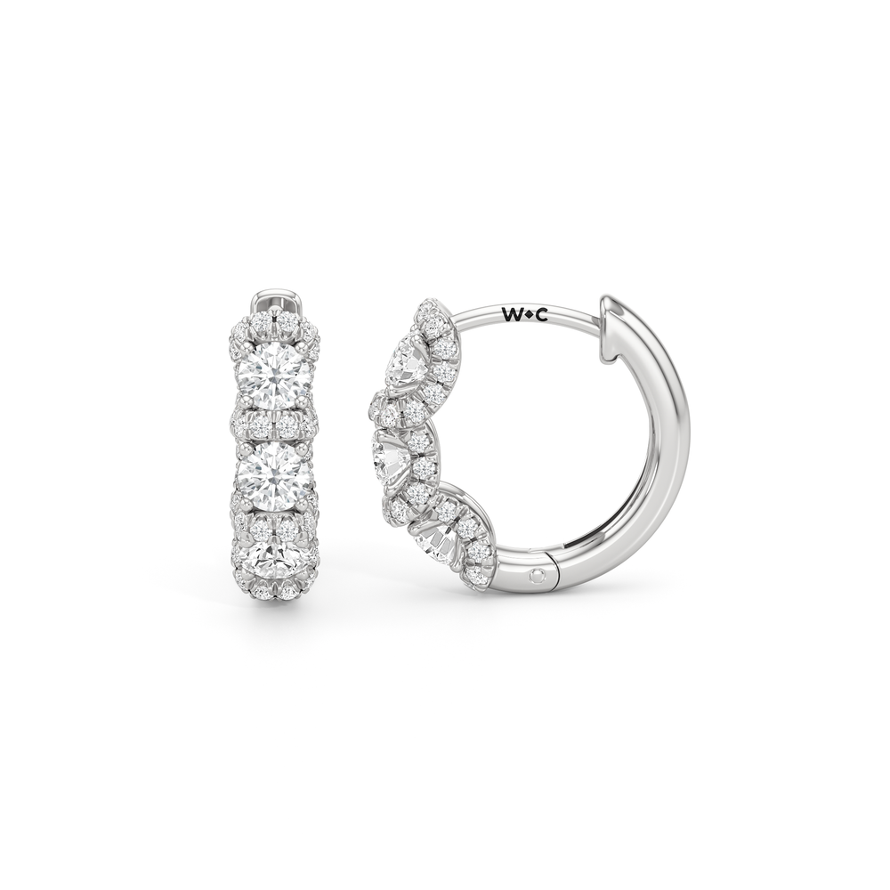 The Fulton Half Hoops with Platinum / Lab / 1 Cut Diamond in 14KT Platinum / Lab / 1 view 6
