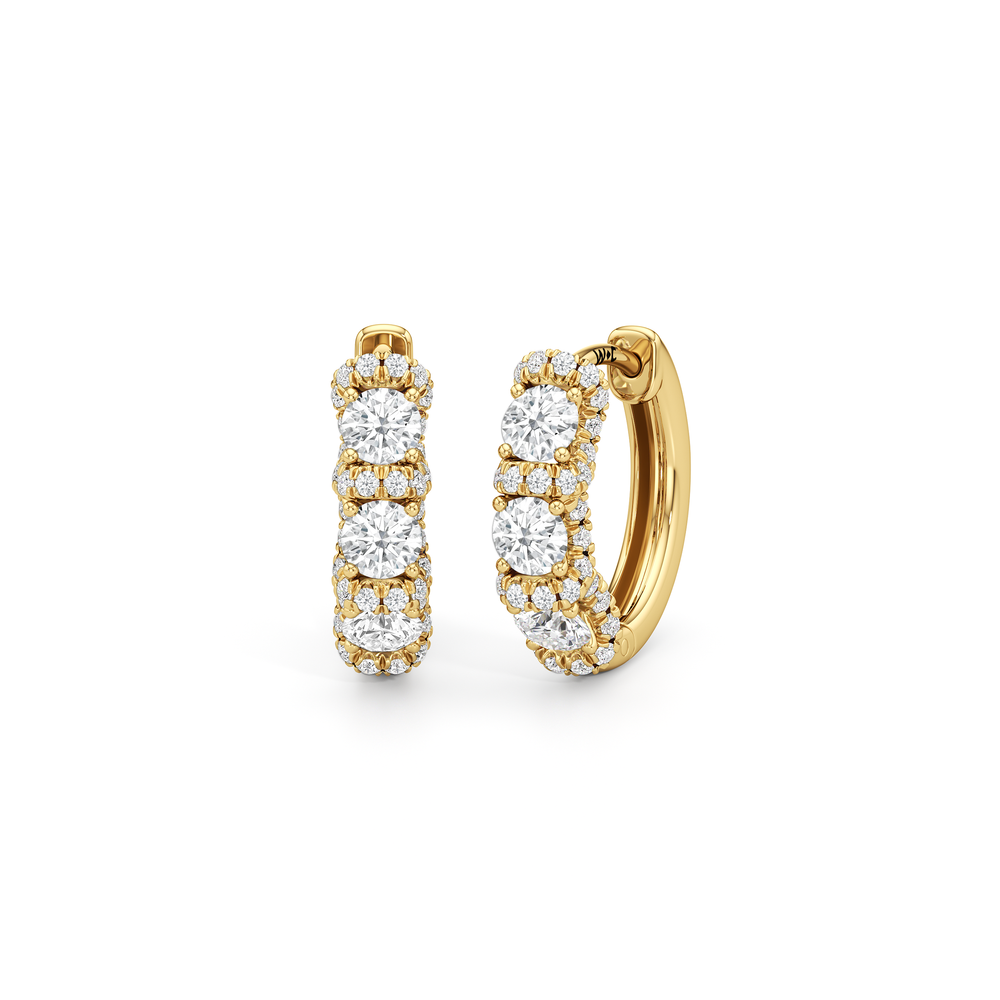 The Fulton Huggies with 18KT Yellow Gold / Lab / 1 Cut Diamond in 14KT Yellow Gold / Lab / 1 view 2
