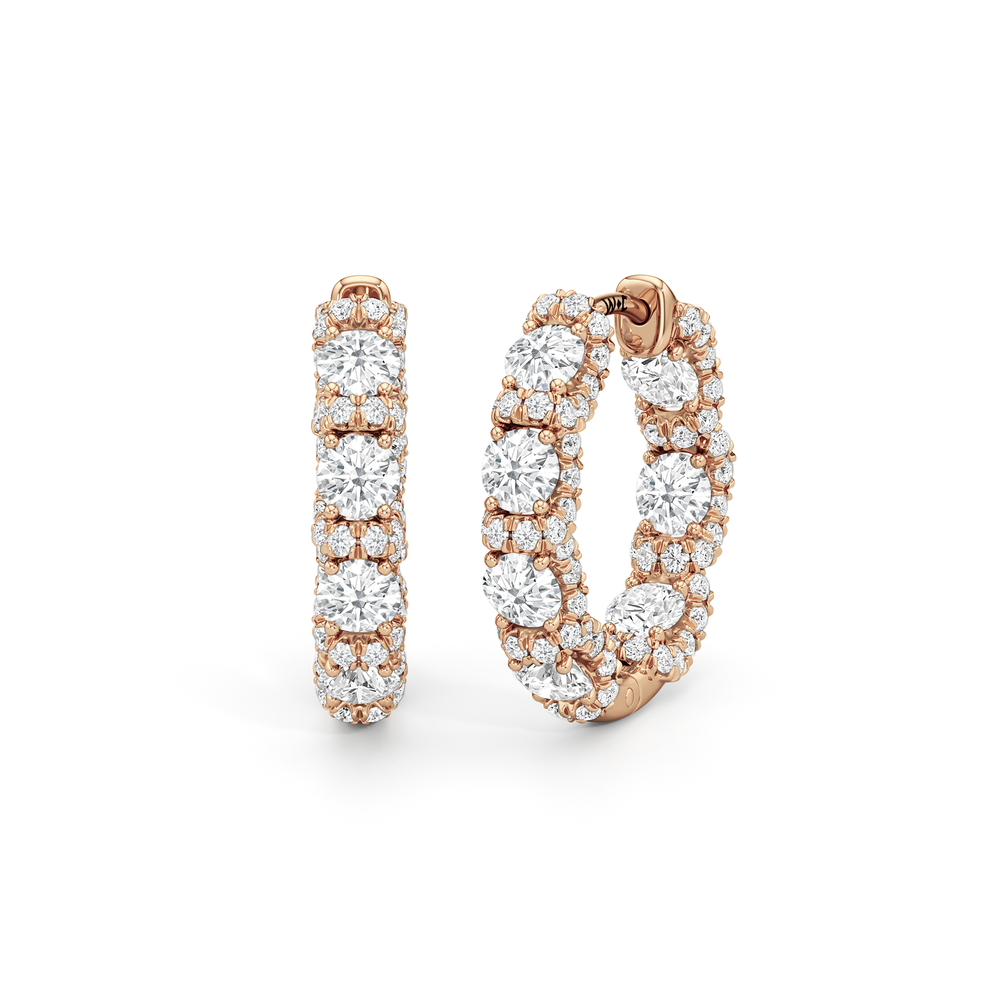 The Fulton Hoops with 18KT Rose Gold / Lab / 2 1/10 Cut Diamond in 14KT Rose Gold / Lab / 2 1/10 view 1
