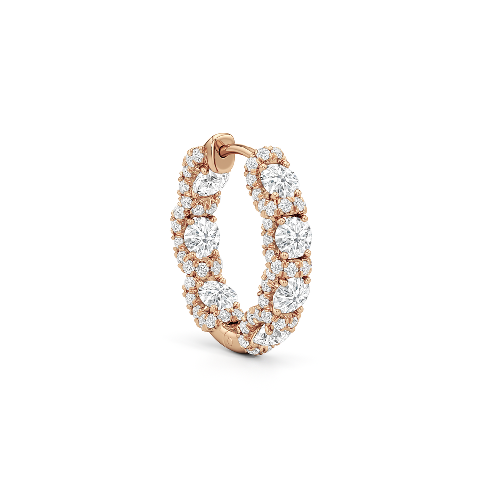 The Fulton Hoops with 18KT Rose Gold / Lab / 2 1/10 Cut Diamond in 14KT Rose Gold / Lab / 2 1/10 view 4
