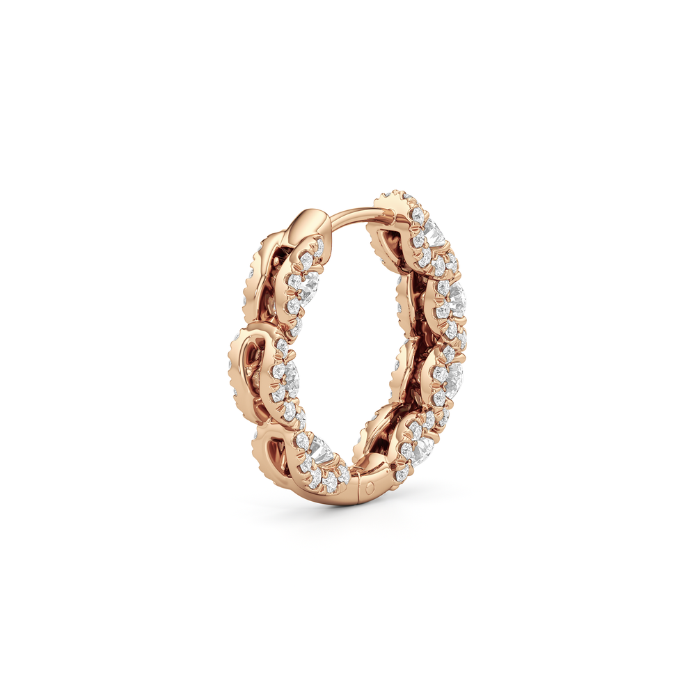 The Fulton Hoops with 18KT Rose Gold / Lab / 2 1/10 Cut Diamond in 14KT Rose Gold / Lab / 2 1/10 view 5
