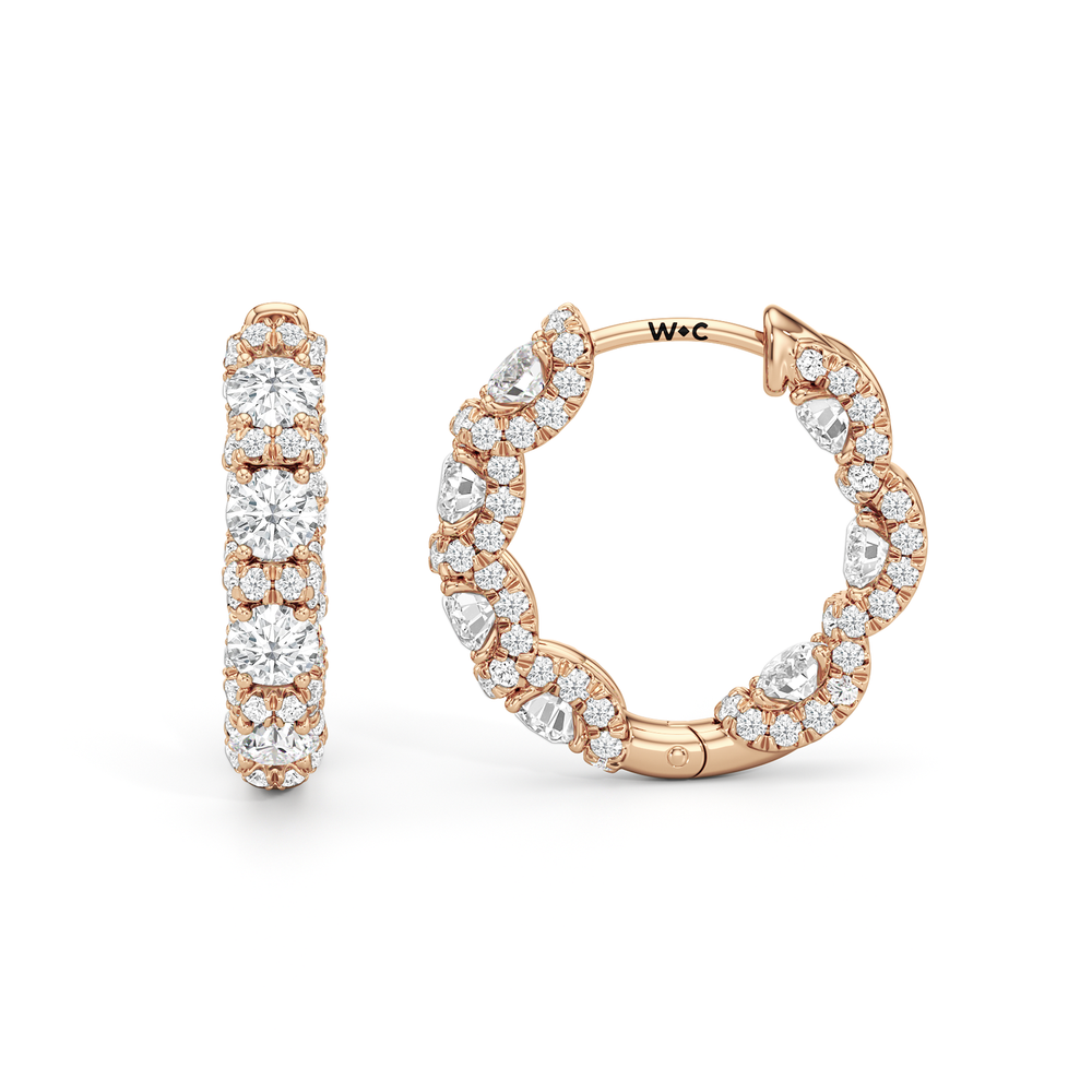 The Fulton Hoops with 18KT Rose Gold / Lab / 2 1/10 Cut Diamond in 14KT Rose Gold / Lab / 2 1/10 view 6

