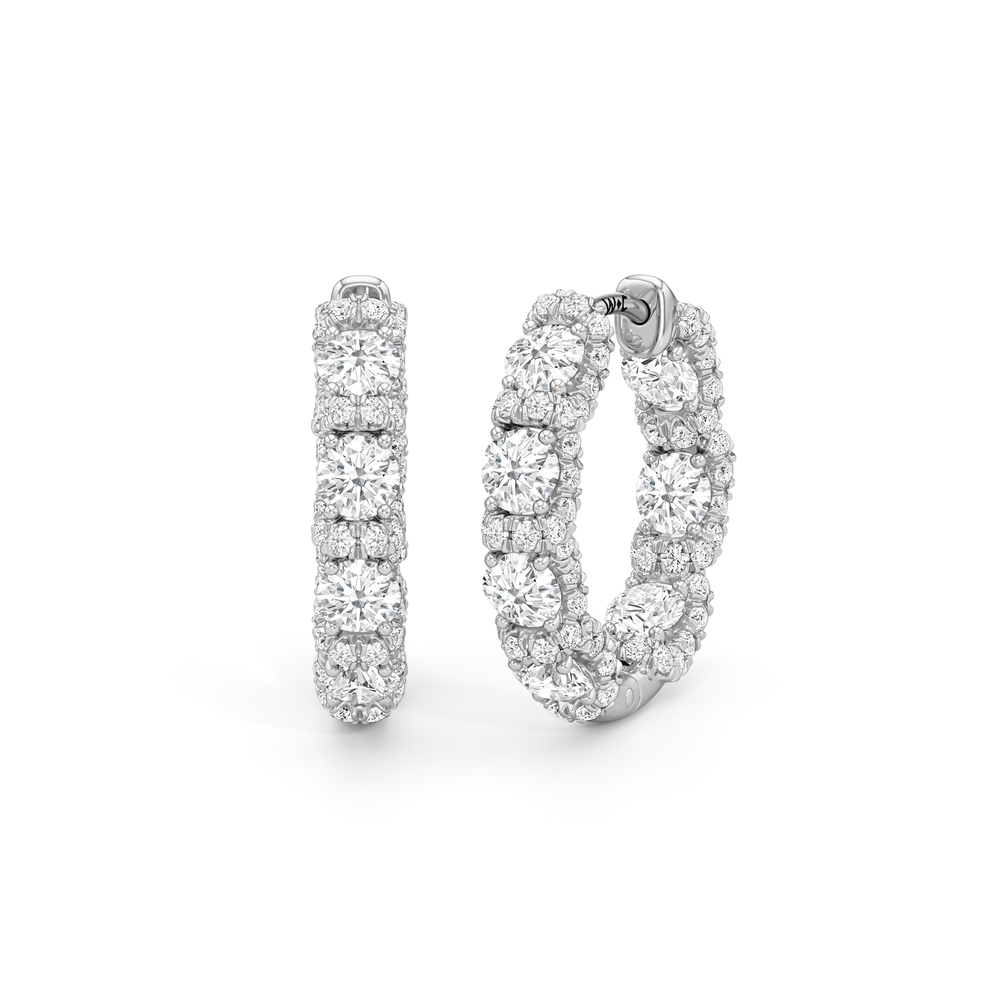 The Fulton Hoops with Platinum / Lab / 2 1/10 Cut Diamond in 14KT Platinum / Lab / 2 1/10 view 2

