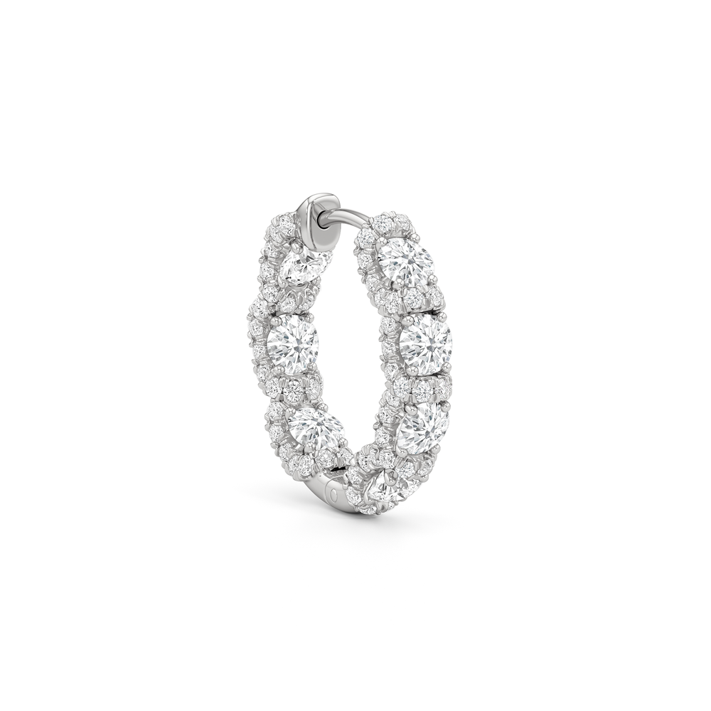 The Fulton Hoops with Platinum / Lab / 2 1/10 Cut Diamond in 14KT Platinum / Lab / 2 1/10 view 4
