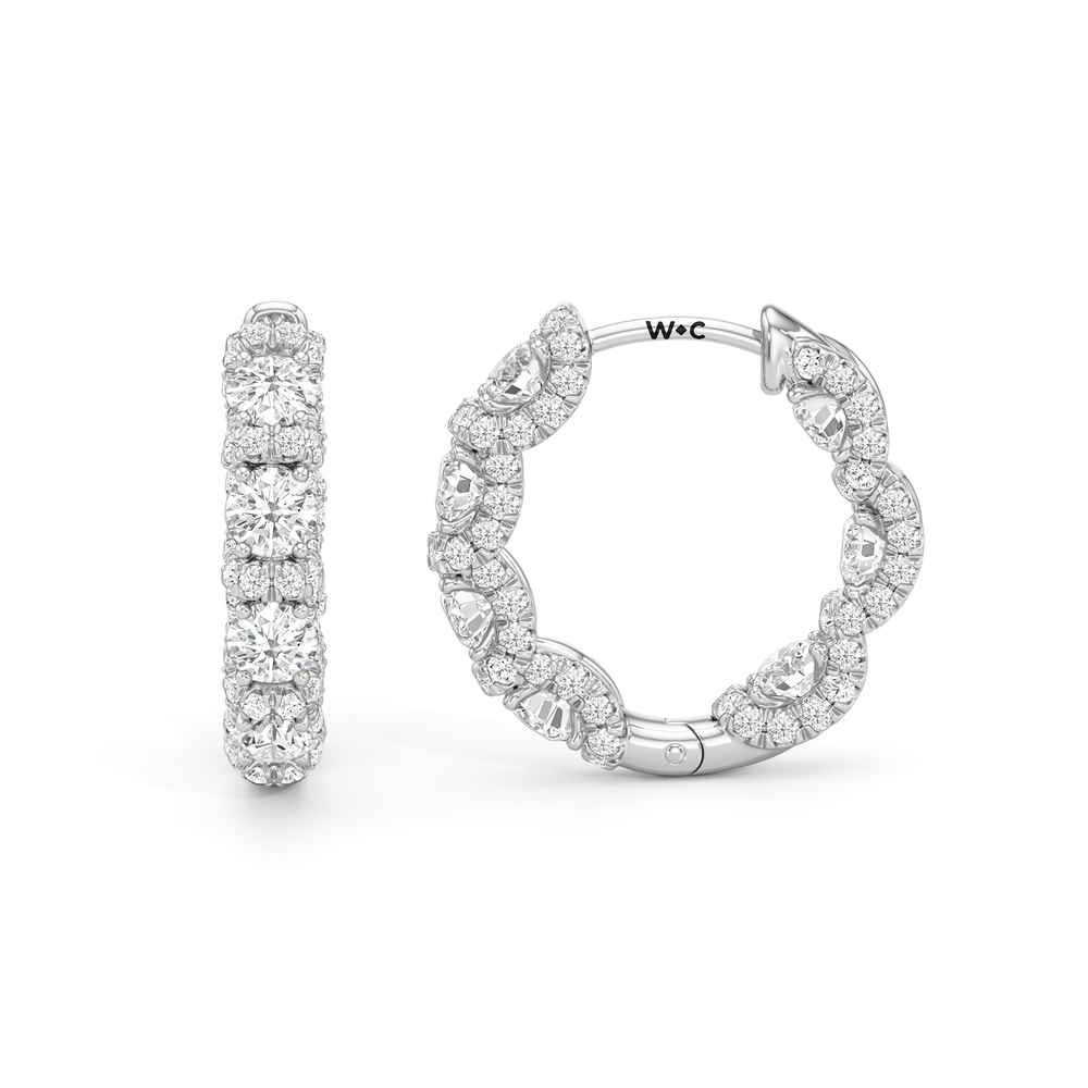 The Fulton Hoops with Platinum / Lab / 2 1/10 Cut Diamond in 14KT Platinum / Lab / 2 1/10 view 6

