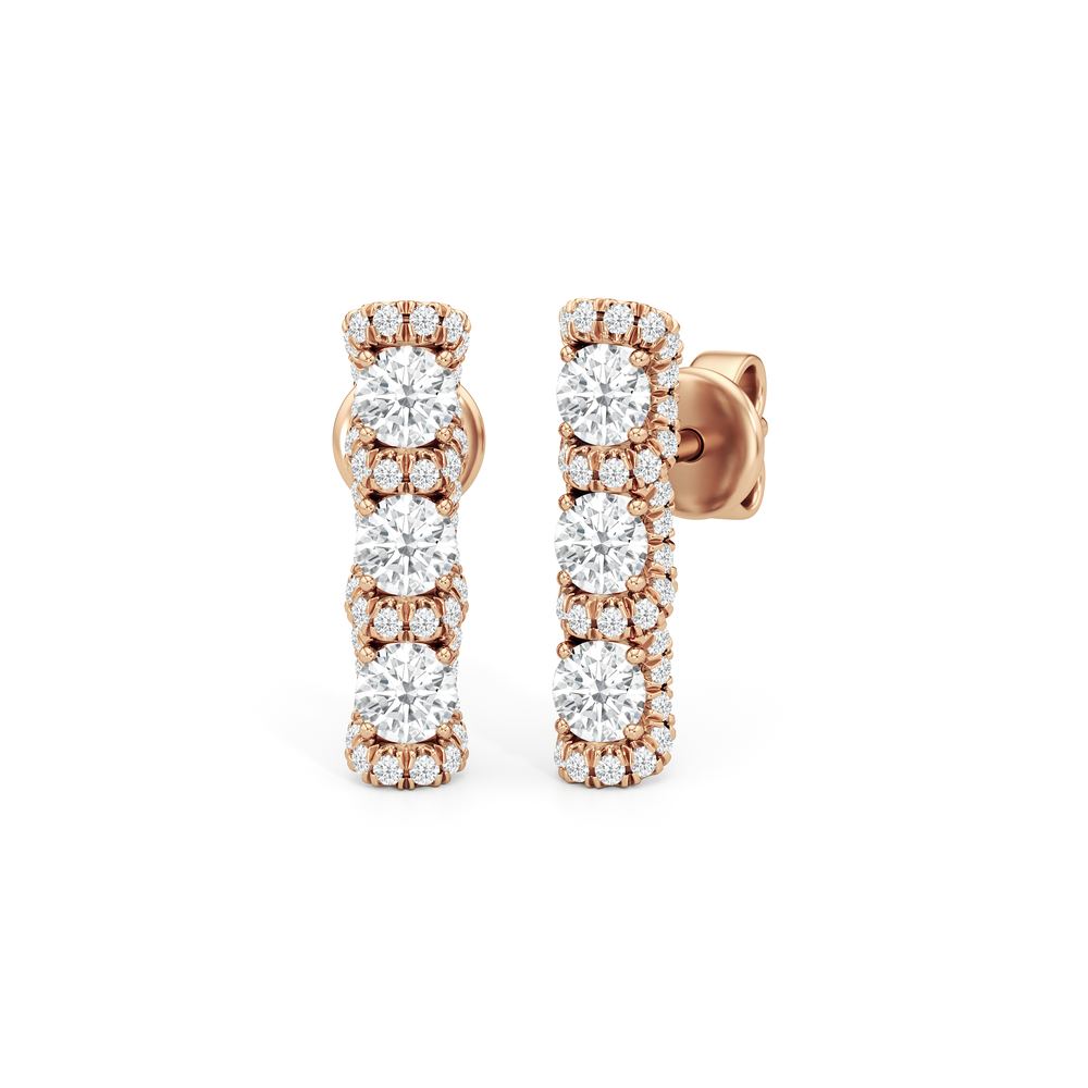 The Fulton Drop Studs with 18KT Rose Gold / Lab / 1 Cut Diamond in 14KT Rose Gold / Lab / 1 view 2
