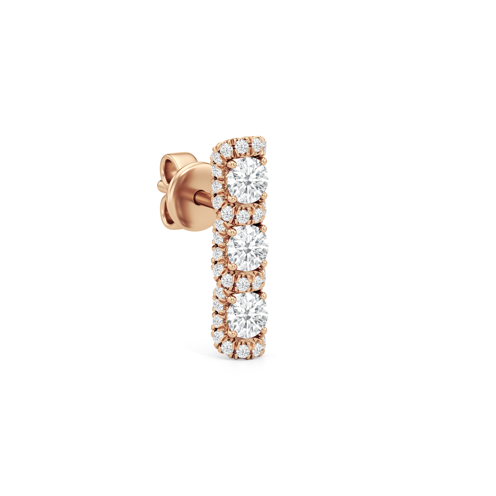 The Fulton Drop Studs with 18KT Rose Gold / Lab / 1 Cut Diamond in 14KT Rose Gold / Lab / 1 view 4
