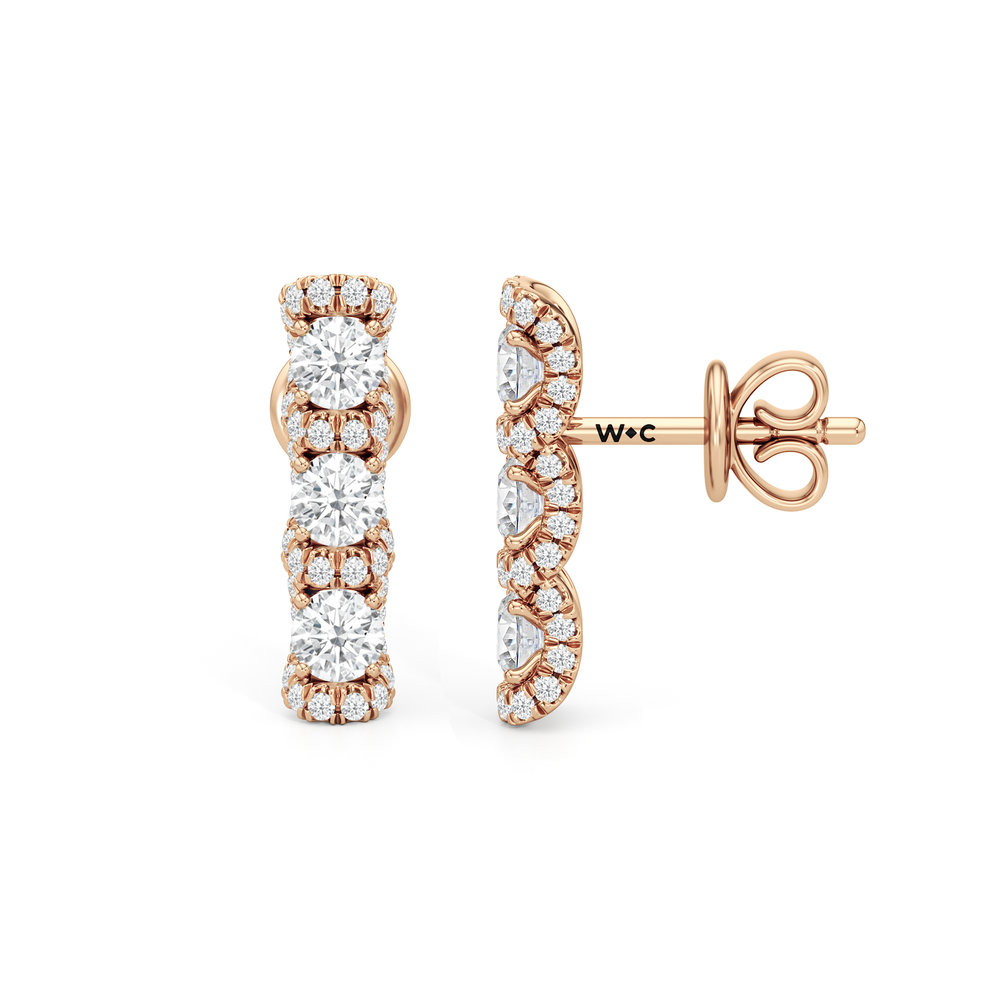 The Fulton Drop Studs with 18KT Rose Gold / Lab / 1 Cut Diamond in 14KT Rose Gold / Lab / 1 view 6

