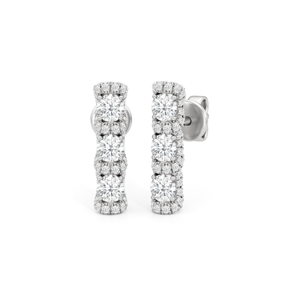 The Fulton Drop Studs with Platinum / Lab / 1 Cut Diamond in 14KT Platinum / Lab / 1 view 2
