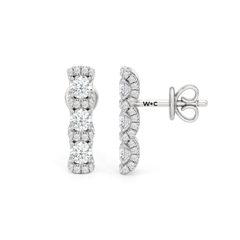 The Fulton Drop Studs with Platinum / Lab / 1 Cut Diamond in 14KT Platinum / Lab / 1 view 6
