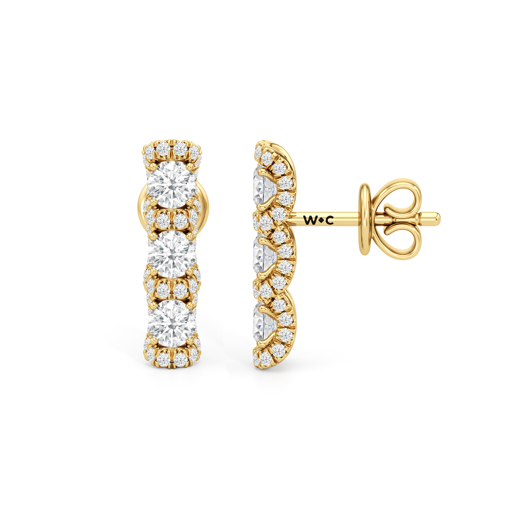The Fulton Drop Studs with 18KT Yellow Gold / Lab / 1 Cut Diamond in 14KT Yellow Gold / Lab / 1 view 6
