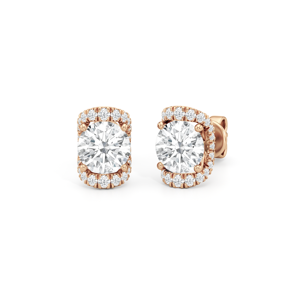 The Fulton Studs with 18KT Rose Gold / Lab / 2 1/4 Cut Diamond in 14KT Rose Gold / Lab / 2 1/4 view 2
