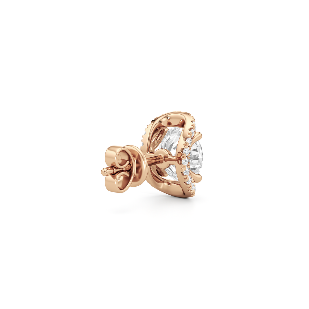 The Fulton Studs with 18KT Rose Gold / Lab / 2 1/4 Cut Diamond in 14KT Rose Gold / Lab / 2 1/4 view 5
