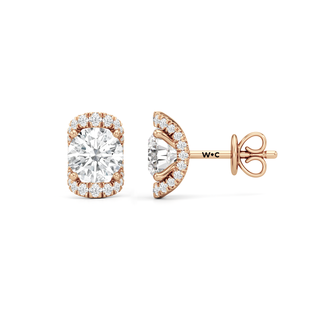 The Fulton Studs with 18KT Rose Gold / Lab / 2 1/4 Cut Diamond in 14KT Rose Gold / Lab / 2 1/4 view 6
