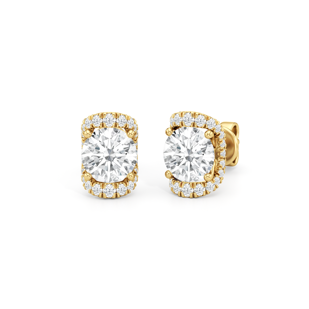 The Fulton Studs with 18KT Yellow Gold / Lab / 2 1/4 Cut Diamond in 14KT Yellow Gold / Lab / 2 1/4 view 2
