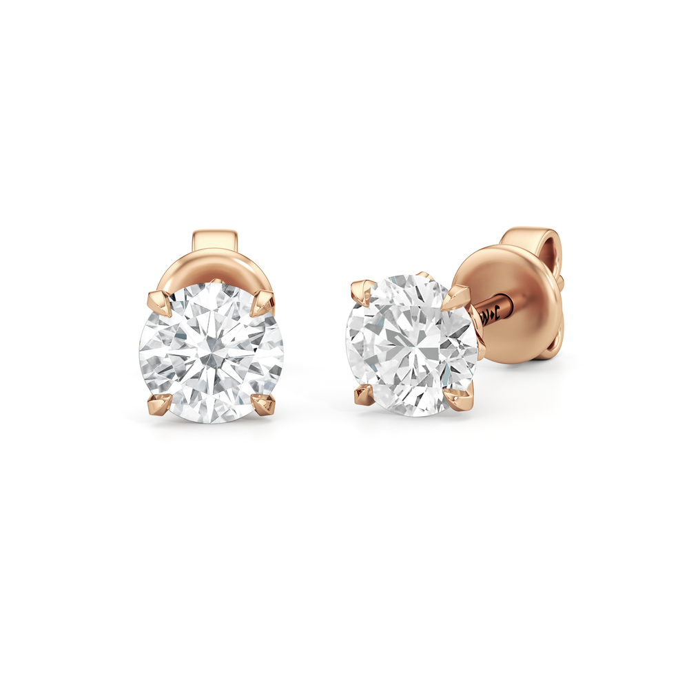 The W Studs with 18KT Rose Gold / Lab / 2 Cut Diamond in 14KT Rose Gold / Lab / 2 view 2
