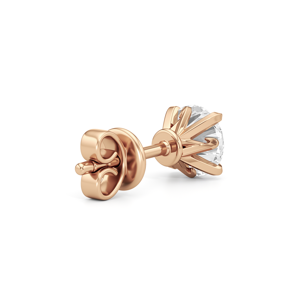 The W Studs with 18KT Rose Gold / Lab / 2 Cut Diamond in 14KT Rose Gold / Lab / 2 view 7
