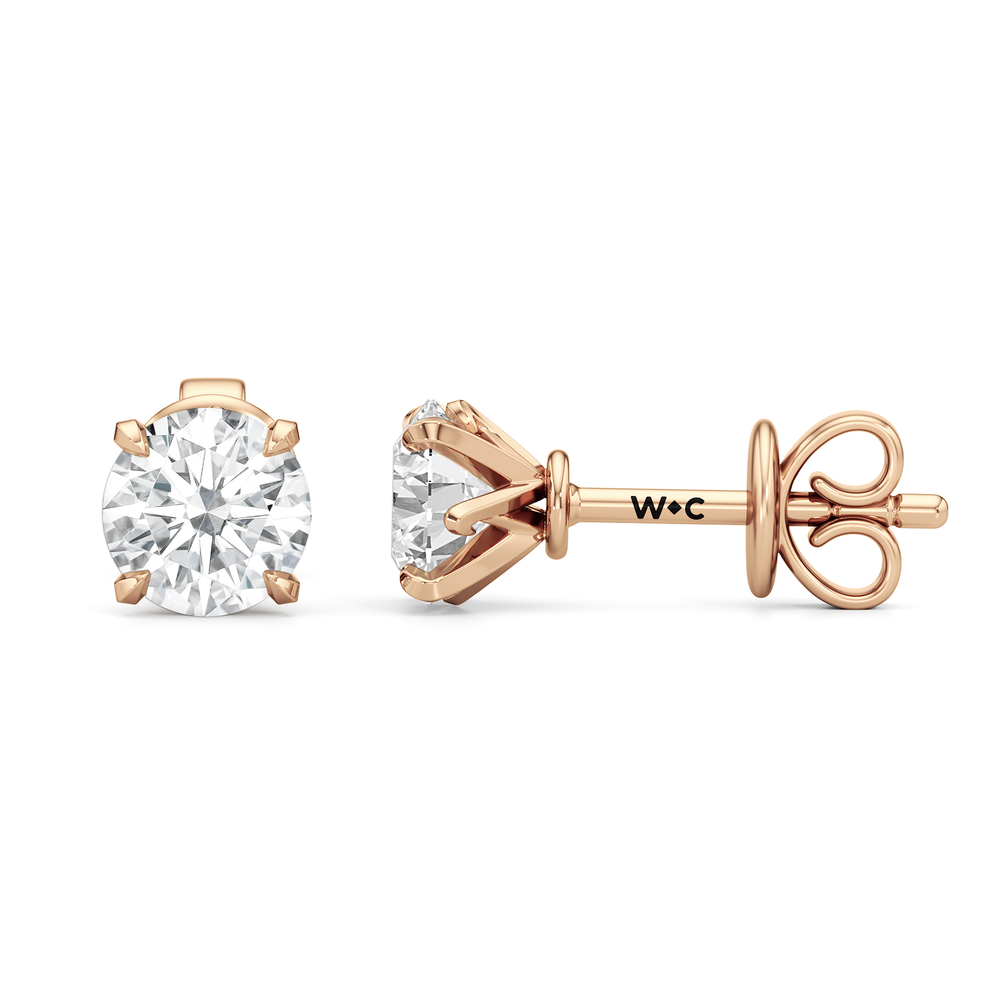 The W Studs with 18KT Rose Gold / Lab / 2 Cut Diamond in 14KT Rose Gold / Lab / 2 view 5
