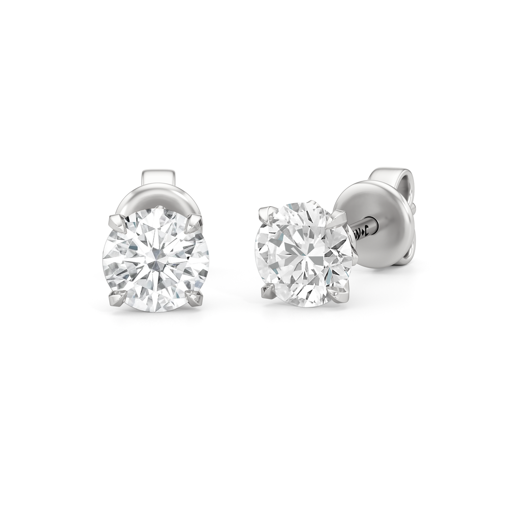 The W Studs with 18KT White Gold / Lab / 2 Cut Diamond in 14KT White Gold / Lab / 2 view 2
