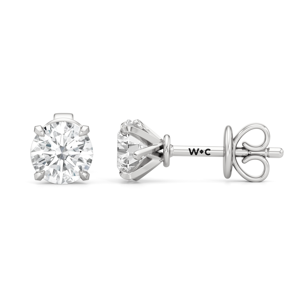 The W Studs with 18KT White Gold / Lab / 2 Cut Diamond in 14KT White Gold / Lab / 2 view 5
