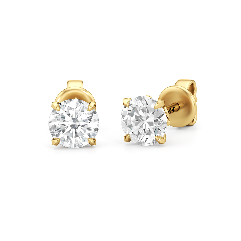 The W Studs with 18KT Yellow Gold / Lab / 2 Cut Diamond in 14KT Yellow Gold / Lab / 2 view 2
