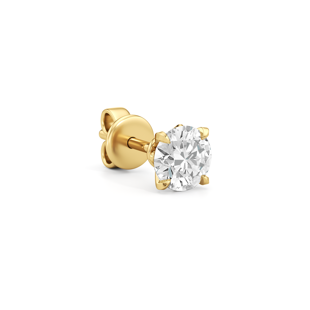 The W Studs with 18KT Yellow Gold / Lab / 2 Cut Diamond in 14KT Yellow Gold / Lab / 2 view 6
