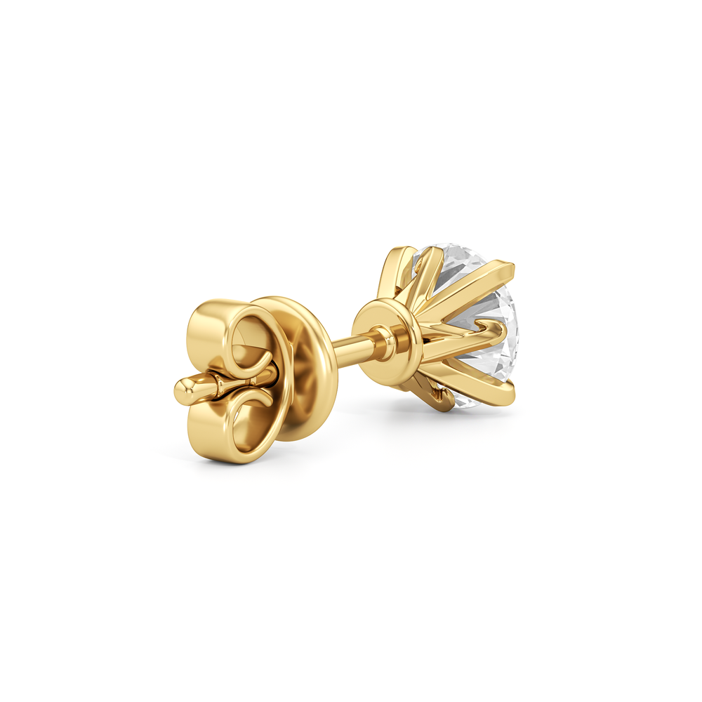 The W Studs with 18KT Yellow Gold / Lab / 2 Cut Diamond in 14KT Yellow Gold / Lab / 2 view 7
