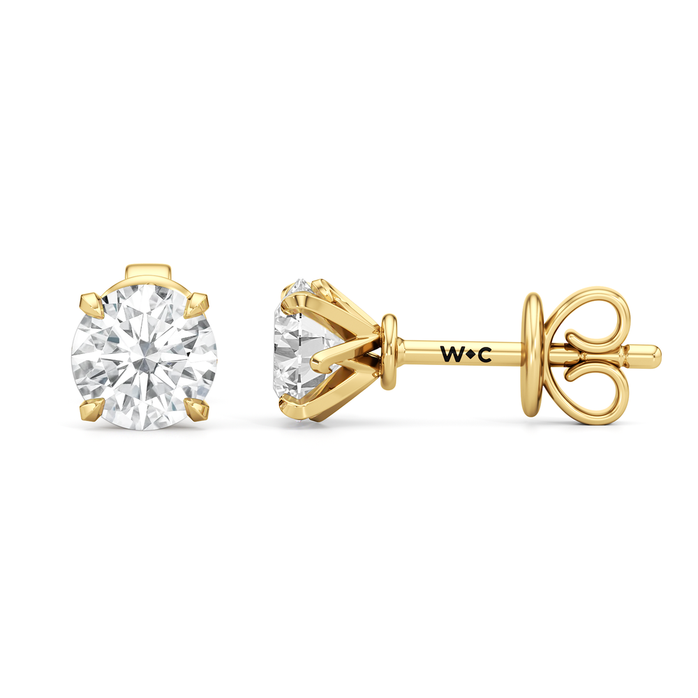 The W Studs with 18KT Yellow Gold / Lab / 2 Cut Diamond in 14KT Yellow Gold / Lab / 2 view 5
