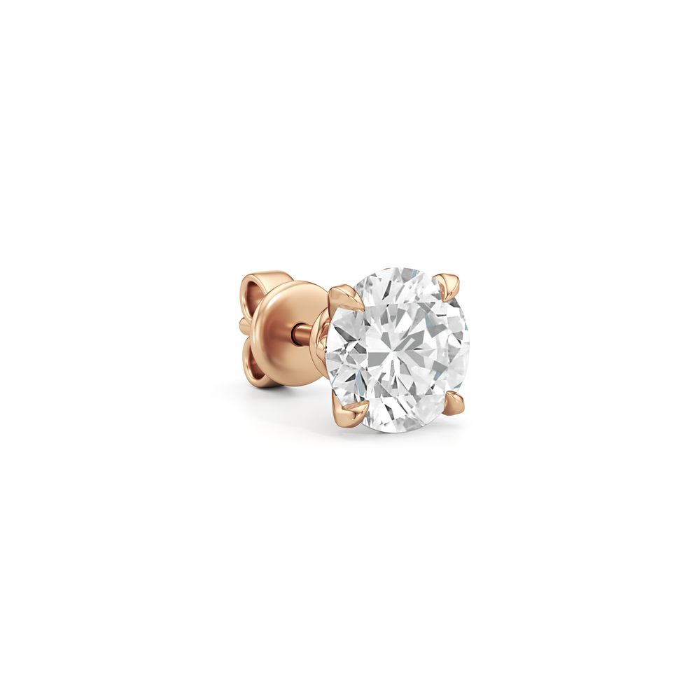 The W Studs with 18KT Rose Gold / Lab / 3 Cut Diamond in 14KT Rose Gold / Lab / 3 view 6
