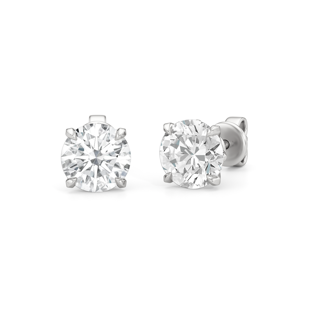 The W Studs with 18KT White Gold / Lab / 3 Cut Diamond in 14KT White Gold / Lab / 3 view 2
