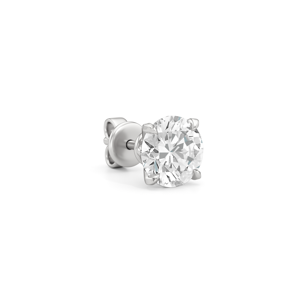 The W Studs with 18KT White Gold / Lab / 3 Cut Diamond in 14KT White Gold / Lab / 3 view 6
