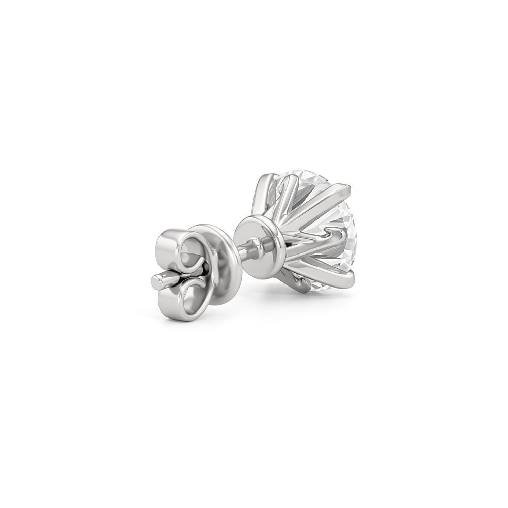 The W Studs with 18KT White Gold / Lab / 3 Cut Diamond in 14KT White Gold / Lab / 3 view 7
