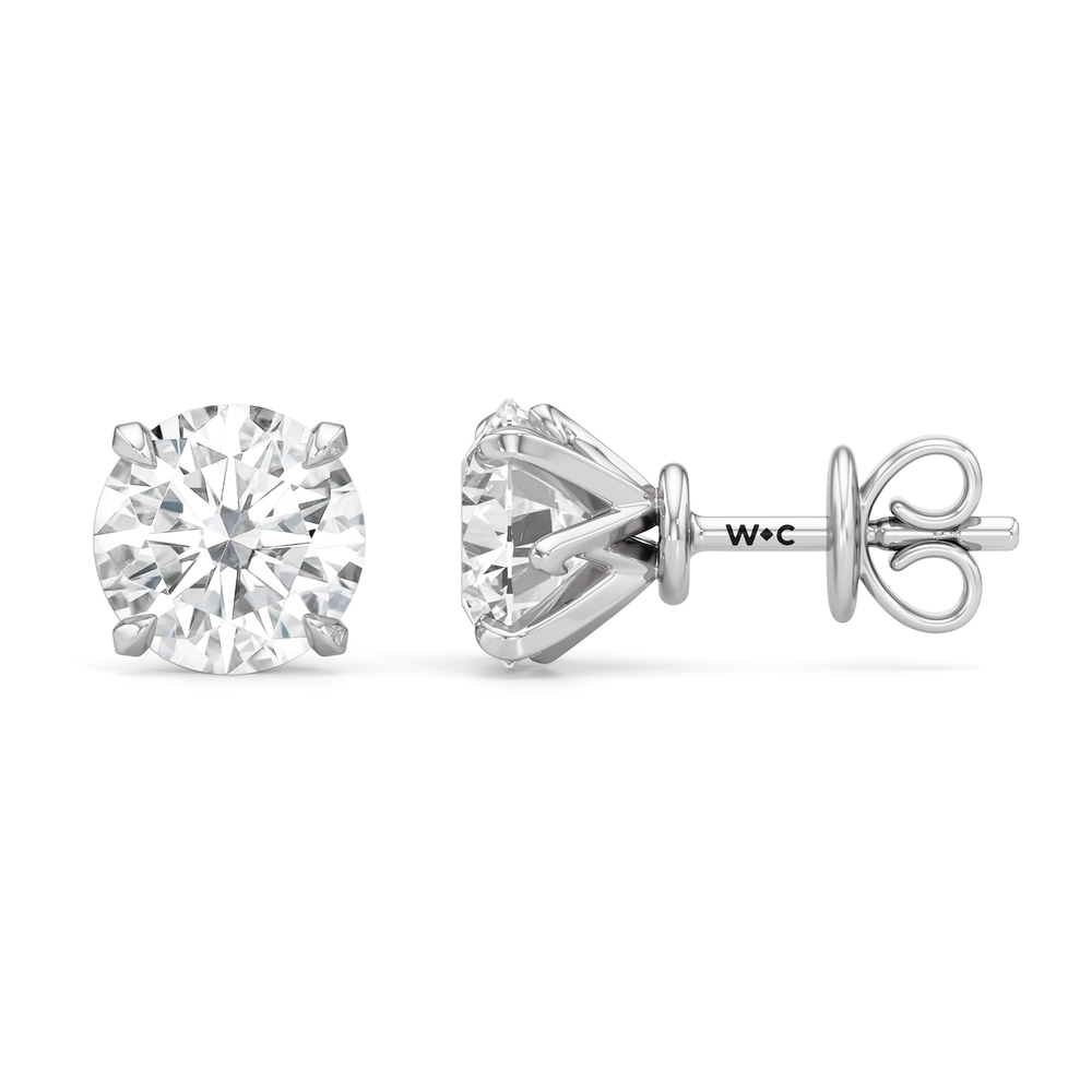 The W Studs with 18KT White Gold / Lab / 3 Cut Diamond in 14KT White Gold / Lab / 3 view 5
