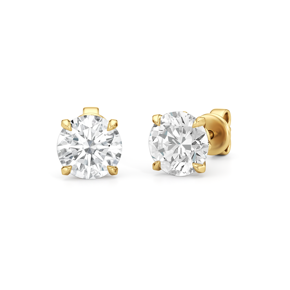 The W Studs with 18KT Yellow Gold / Lab / 3 Cut Diamond in 14KT Yellow Gold / Lab / 3 view 2
