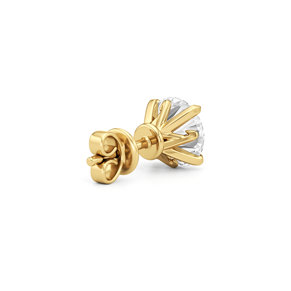 The W Studs with 18KT Yellow Gold / Lab / 3 Cut Diamond in 14KT Yellow Gold / Lab / 3 view 7
