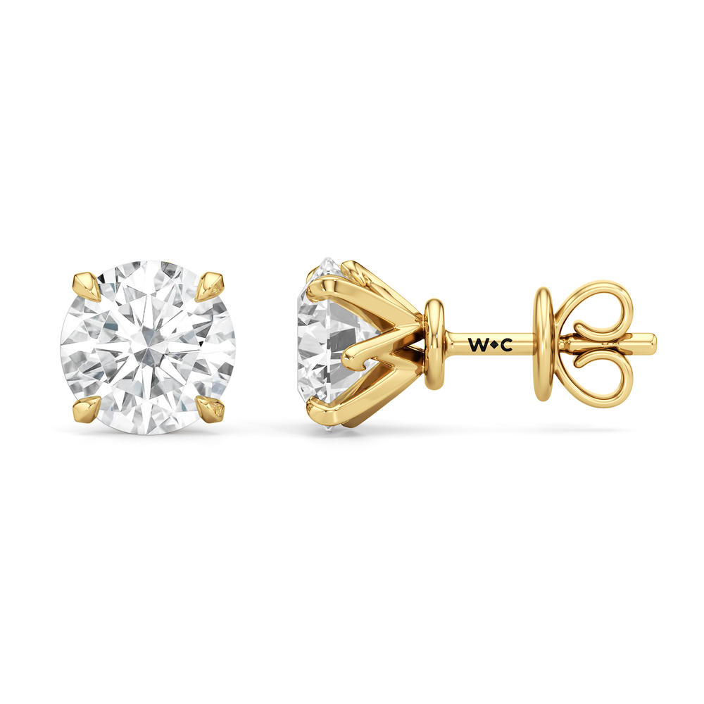 The W Studs with 18KT Yellow Gold / Lab / 3 Cut Diamond in 14KT Yellow Gold / Lab / 3 view 5
