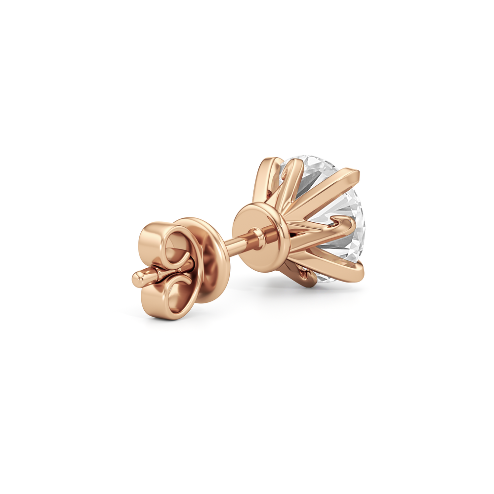 The W Studs with 18KT Rose Gold / Lab / 4 Cut Diamond in 14KT Rose Gold / Lab / 4 view 7
