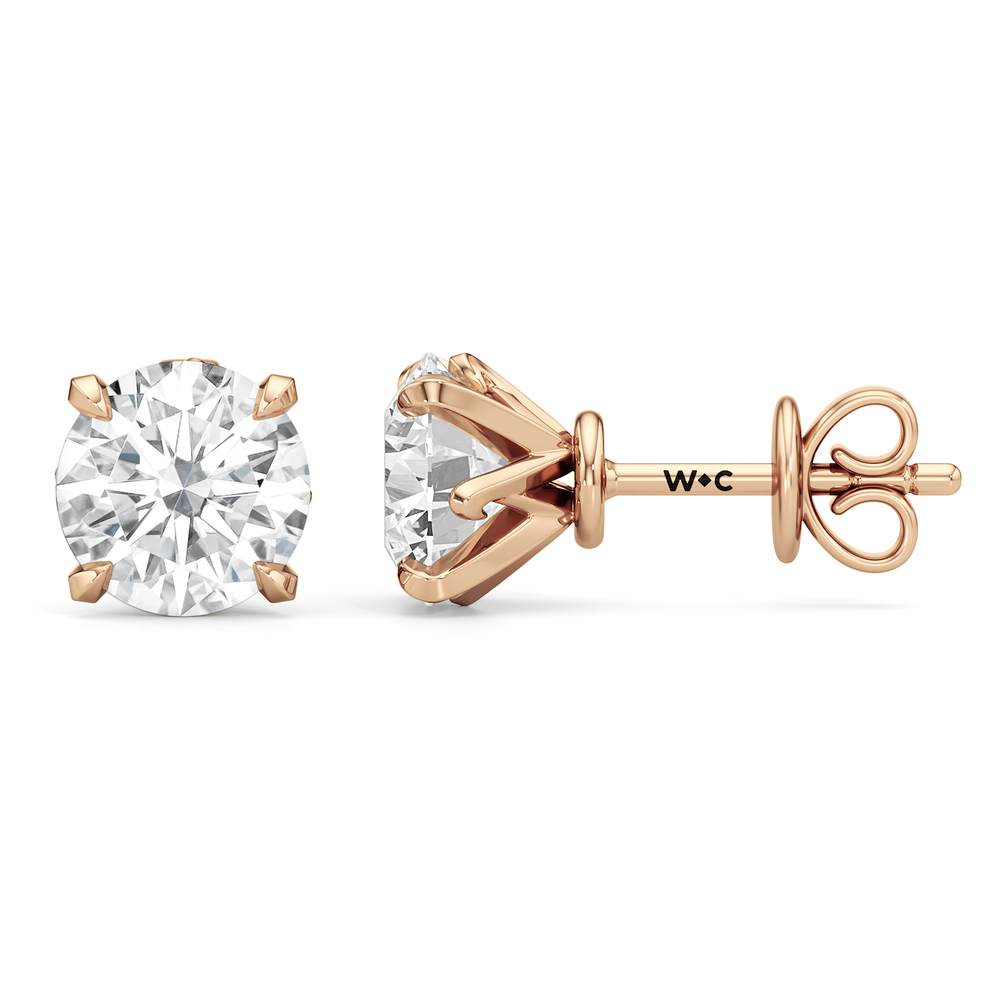 The W Studs with 18KT Rose Gold / Lab / 4 Cut Diamond in 14KT Rose Gold / Lab / 4 view 5

