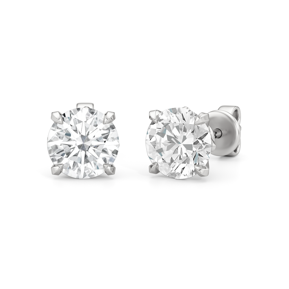 The W Studs with 18KT White Gold / Lab / 4 Cut Diamond in 14KT White Gold / Lab / 4 view 2
