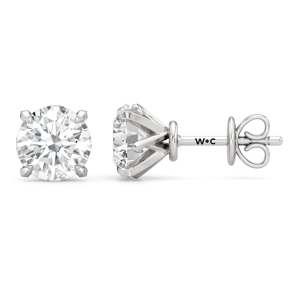 The W Studs with 18KT White Gold / Lab / 4 Cut Diamond in 14KT White Gold / Lab / 4 view 5
