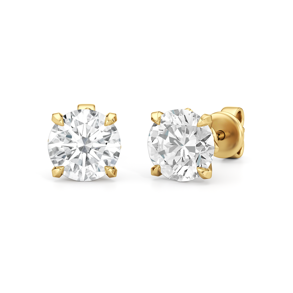 The W Studs with 18KT Yellow Gold / Lab / 4 Cut Diamond in 14KT Yellow Gold / Lab / 4 view 2
