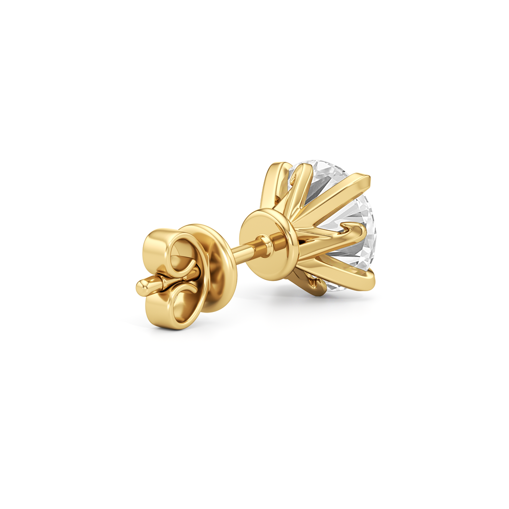The W Studs with 18KT Yellow Gold / Lab / 4 Cut Diamond in 14KT Yellow Gold / Lab / 4 view 7
