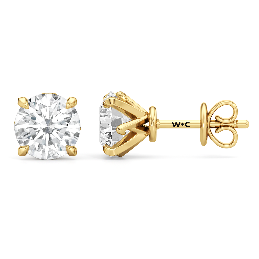 The W Studs with 18KT Yellow Gold / Lab / 4 Cut Diamond in 14KT Yellow Gold / Lab / 4 view 5
