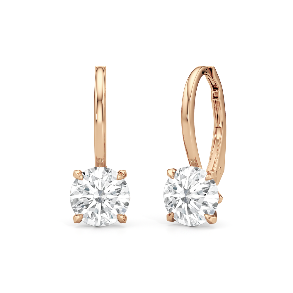 The W Classic Earrings with 18KT Rose Gold / Lab / 2 Cut Diamond in 14KT Rose Gold / Lab / 2 view 7
