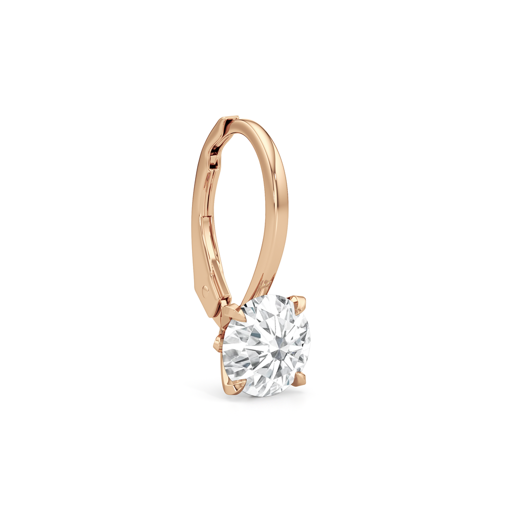 The W Classic Earrings with 18KT Rose Gold / Lab / 2 Cut Diamond in 14KT Rose Gold / Lab / 2 view 5
