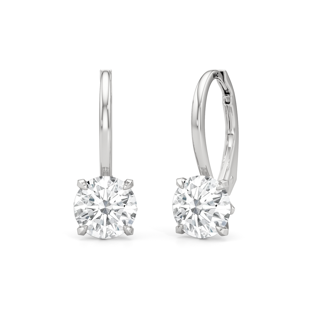 The W Classic Earrings with 18KT White Gold / Lab / 2 Cut Diamond in 14KT White Gold / Lab / 2 view 7
