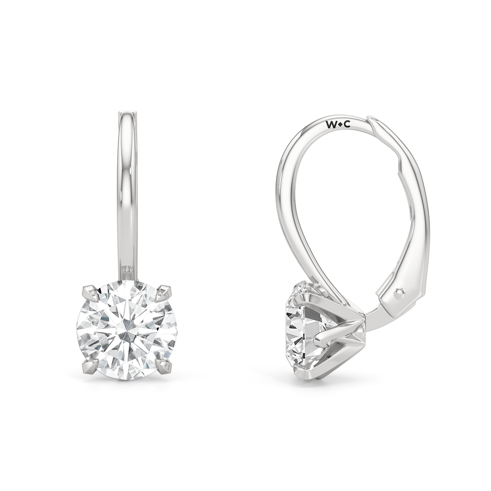 The W Classic Earrings with 18KT White Gold / Lab / 2 Cut Diamond in 14KT White Gold / Lab / 2 view 2
